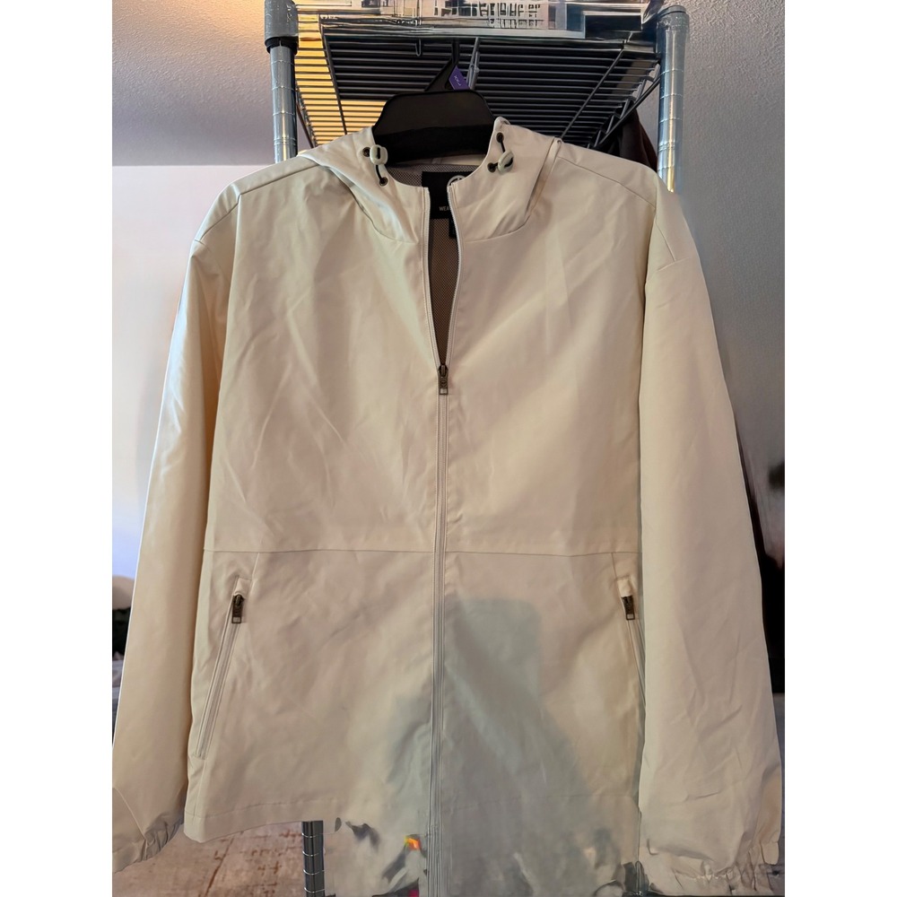 Weatherproof Mens Rain Jacket Khaki XXL Full Zip Hooded Windbreaker NWT